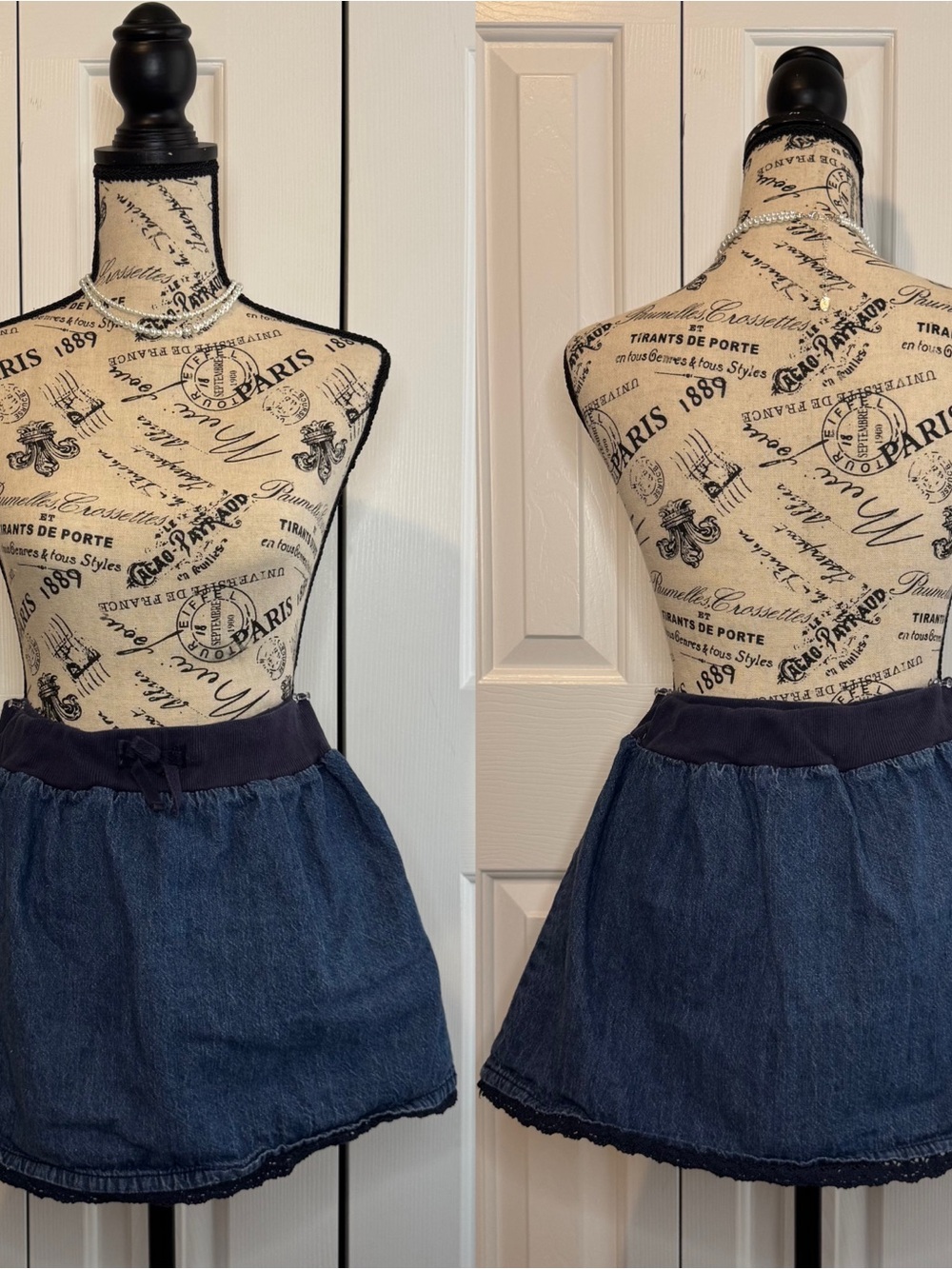 Faded Glory Blue Denim Circle Skirt with Elastic Waist
